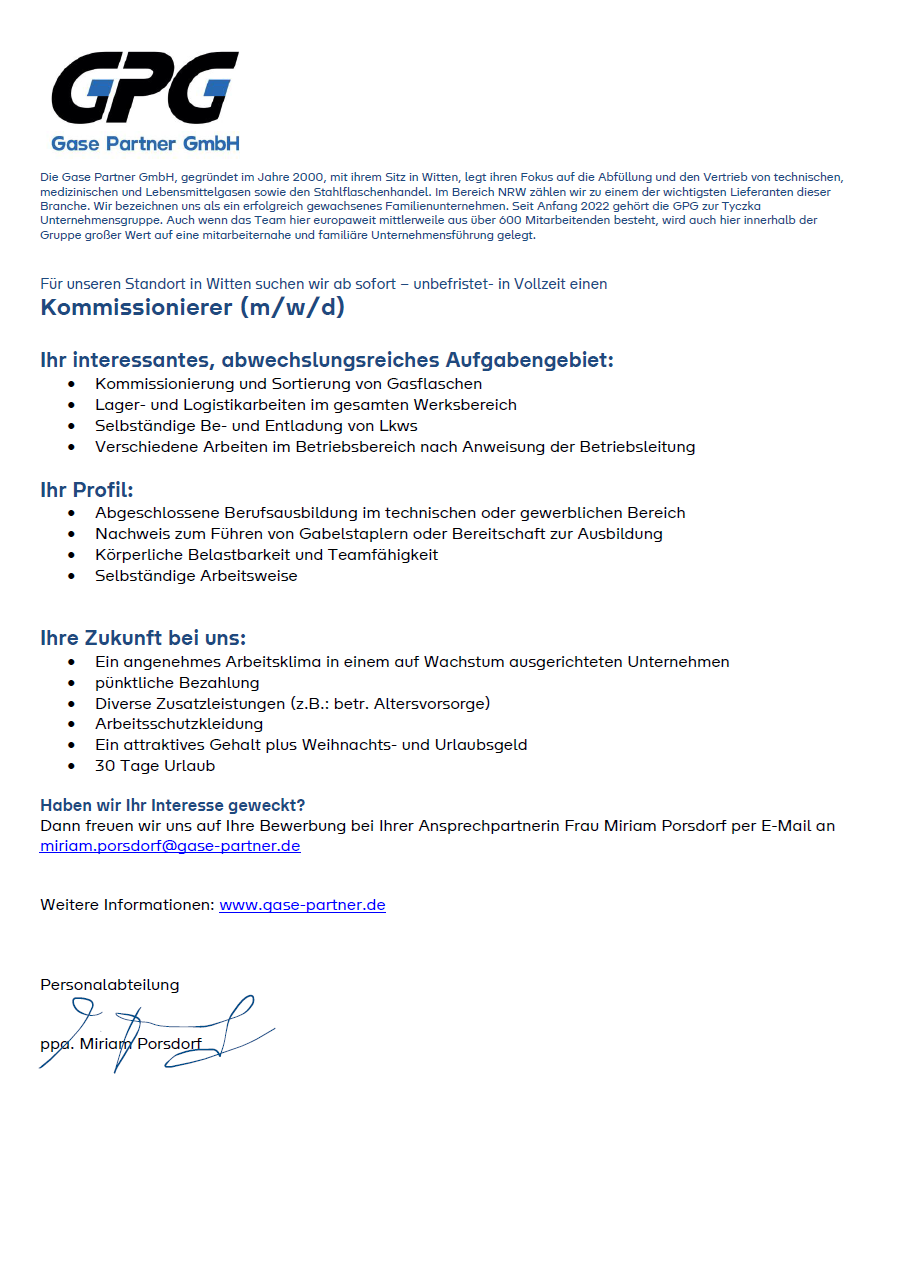 Vorschau der Stellenausschreibung f�r Kommissionierer